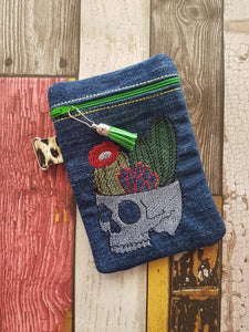Cactus Skull Sketchy ITH Bag 4 sizes available machine embroidery design DIGITAL DOWNLOAD