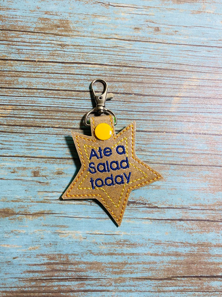 Ate a salad Adulting Award Snap tab 4x4 machine embroidery design DIGITAL DOWNLOAD