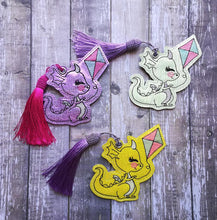 Load image into Gallery viewer, Dragon Kite Sketchy Bookmark/Ornament 4x4 machine embroidery design DIGITAL DOWNLOAD