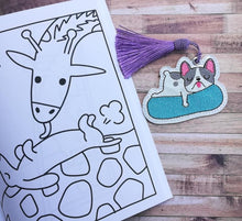 Load image into Gallery viewer, Frenchie Float Bookmark/Ornament 4x4 machine embroidery design DIGITAL DOWNLOAD