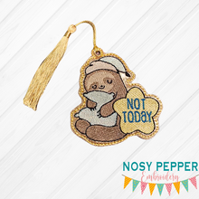 Load image into Gallery viewer, Sleepy Sloth Bookmark/Ornament 4x4 machine embroidery design DIGITAL DOWNLOAD