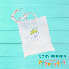 Load image into Gallery viewer, Pineapple Skull 5 sizes included machine embroidery design DIGITAL DOWNLOAD