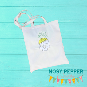 Pineapple Skull 5 sizes included machine embroidery design DIGITAL DOWNLOAD