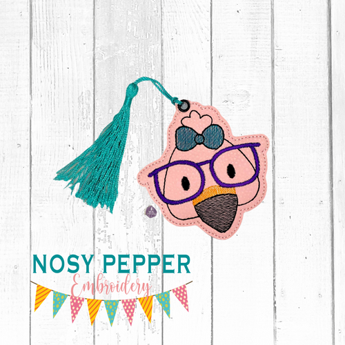 Flamingo Glasses bookmark 4x4 machine embroidery design DIGITAL DOWNLOAD
