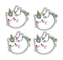 Load image into Gallery viewer, Fat Unicorn Feltie (single &amp; multi included) machine embroidery design DIGITAL DOWNLOAD