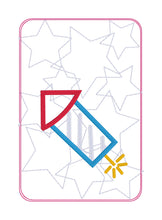 Load image into Gallery viewer, Firework applique ITH Mug Rug (4 sizes and 2 styles included) machine embroidery design DIGITAL DOWNLOAD