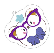 Load image into Gallery viewer, Glasses Bear Bookmark machine embroidery design DIGITAL DOWNLOAD
