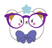 Load image into Gallery viewer, Glasses Bear machine embroidery design (5 sizes included) DIGITAL DOWNLOAD