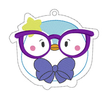 Load image into Gallery viewer, Glasses Penguin Bookmark machine embroidery design DIGITAL DOWNLOAD