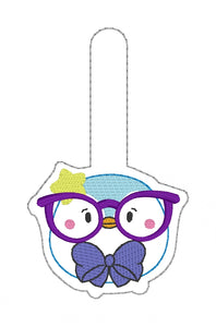 Glasses Penguin Snap tab (single and multi file included) machine embroidery design DIGITAL DOWNLOAD
