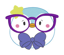 Load image into Gallery viewer, Glasses Penguin machine embroidery design (5 sizes included) DIGITAL DOWNLOAD