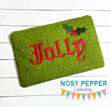Load image into Gallery viewer, Jolly quilted ITH Mug Rug (4 sizes included) machine embroidery design DIGITAL DOWNLOAD