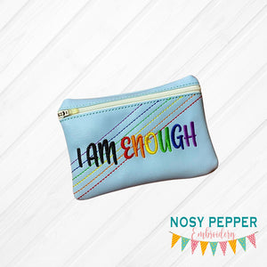 I am enough ITH Bag (4 sizes available) machine embroidery design DIGITAL DOWNLOAD