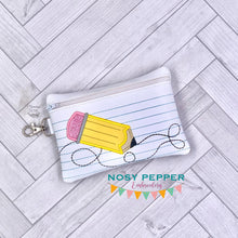 Load image into Gallery viewer, Pencil Appliqué Set machine embroidery designs (ITH bag, bookmark/bag tag/ornament, eyelet fob and snap tab single &amp; multi files included) DIGITAL DOWNLOAD