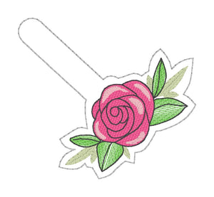 Rose Floral Snap tab 4x4 machine embroidery design DIGITAL DOWNLOAD