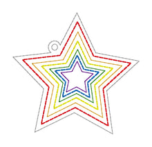 Load image into Gallery viewer, Star rainbow bookmark 4x4 machine embroidery design DIGITAL DOWNLOAD