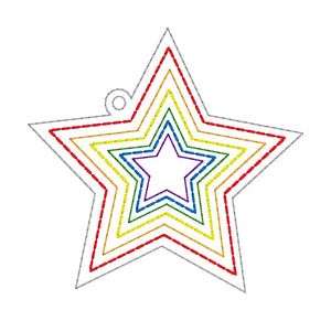 Star rainbow bookmark 4x4 machine embroidery design DIGITAL DOWNLOAD