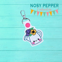 Load image into Gallery viewer, Flower Can Snap tab (single and multi files included) 4x4 machine embroidery design DIGITAL DOWNLOAD