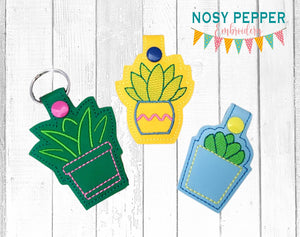Plant Lover Snap tab Set of 3 designs (single & multi files included) machine embroidery design DIGITAL DOWNLOAD