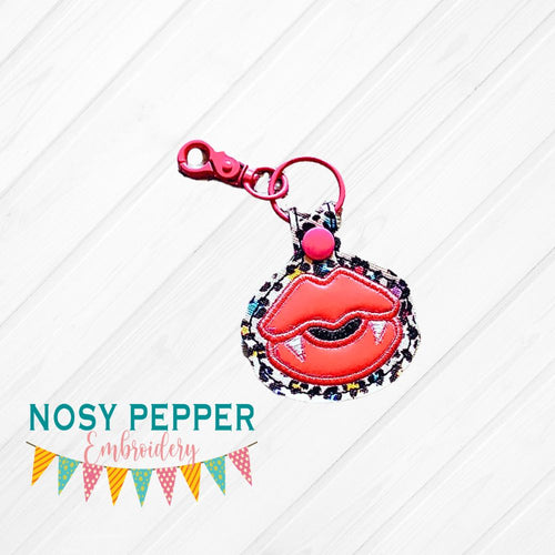 Vampire mouth applique snap tab (single and multi file included) machine embroidery design DIGITAL DOWNLOAD