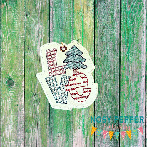 LOVE Christmas Ornament 4x4 machine embroidery design DIGITAL DOWNLOAD