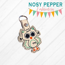 Load image into Gallery viewer, Franken Owl Snap tab (Single and Multi files inlcuded) machine embroidery design DIGITAL DOWNLOAD