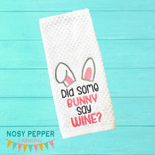 Load image into Gallery viewer, Did some bunny say wine applique machine embroidery design (4 sizes included) DIGITAL DOWNLOAD