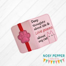 Load image into Gallery viewer, Deep thoughts about life and love poems about my cat notebook cover (2 sizes available) machine embroidery design DIGITAL DOWNLOAD