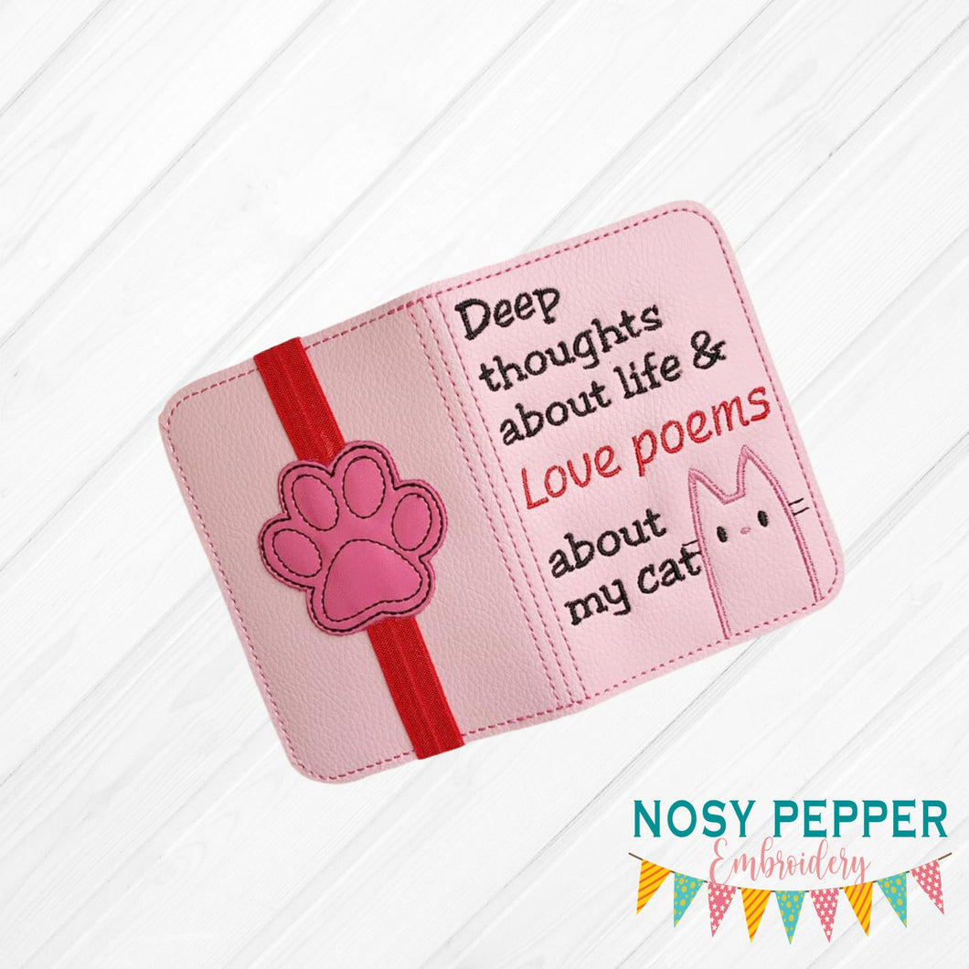 Deep thoughts about life and love poems about my cat notebook cover (2 sizes available) machine embroidery design DIGITAL DOWNLOAD