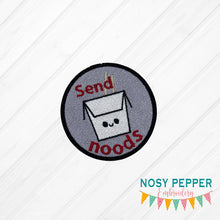 Load image into Gallery viewer, Send noods patch 4x4 machine embroidery design DIGITAL DOWNLOAD