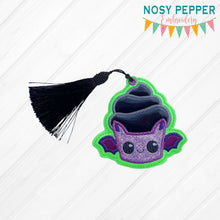 Load image into Gallery viewer, Bat Cake applique bookmark machine embroidery design DIGITAL DOWNLOAD