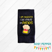 Load image into Gallery viewer, I&#39;m outdoorsy. I like drinking on patios beer applique version (4 sizes included) machine embroidery design DIGITAL DOWNLOAD