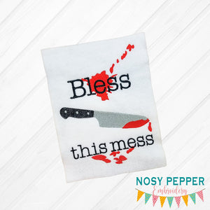 Bless this mess sketchy machine embroidery design 5 sizes included DIGITAL DOWNLOAD