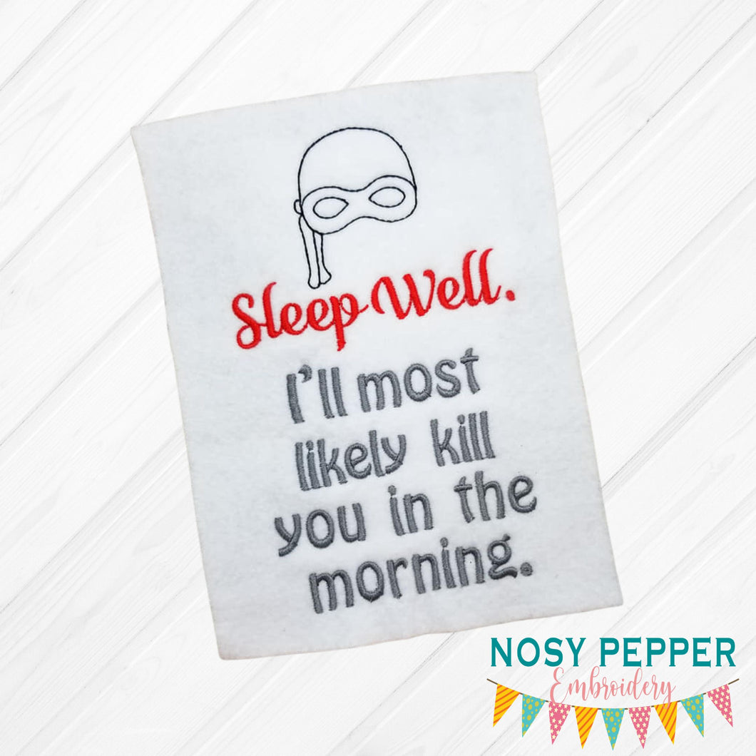 Sleep well machine embroidery design 4 sizes included DIGITAL DOWNLOAD