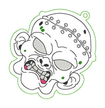 Load image into Gallery viewer, Zombie Head bookmark/Ornament 4x4 machine embroidery design DIGITAL DOWNLOAD