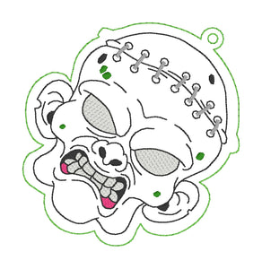 Zombie Head bookmark/Ornament 4x4 machine embroidery design DIGITAL DOWNLOAD