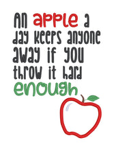 Load image into Gallery viewer, An Apple A Day Appliqué machine embroidery design (4 sizes included) DIGITAL DOWNLOAD