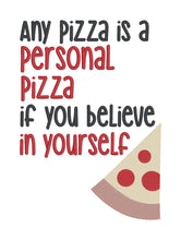 Load image into Gallery viewer, Any pizza is a personal pizza machine embroidery design sketchy fill (4 sizes included) DIGITAL DOWNLOAD