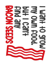 Load image into Gallery viewer, Bacon Seeds applique machine embroidery design (4 sizes included) DIGITAL DOWNLOAD