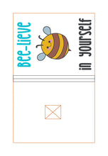 Load image into Gallery viewer, Bee-lieve in yourself notebook cover material embroidery design (2 sizes available) DIGITAL DOWNLOAD
