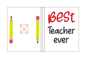 Best Teacher ever notebook cover (2 sizes available) machine embroidery design DIGITAL DOWNLOAD