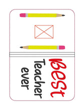 Load image into Gallery viewer, Best Teacher ever notebook cover (2 sizes available) machine embroidery design DIGITAL DOWNLOAD