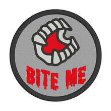 Load image into Gallery viewer, Bite me patch machine embroidery design DIGITAL DOWNLOAD
