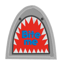 Load image into Gallery viewer, Bite me Shark patch machine embroidery design DIGITAL DOWNLOAD