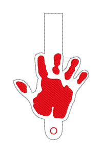 Bloody hand Wallet Tab (2 sizes included) TAB ONLY-- machine embroidery design DIGITAL DOWNLOAD