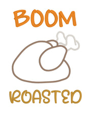 Load image into Gallery viewer, Boom Roasted Turkey applique machine embroidery design (4 sizes included) DIGITAL DOWNLOAD