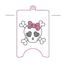 Load image into Gallery viewer, Bow Skull ITH Sanitizer Case machine embroidery design DIGITAL DOWNLOAD