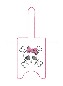 Bow Skull ITH Sanitizer Case machine embroidery design DIGITAL DOWNLOAD