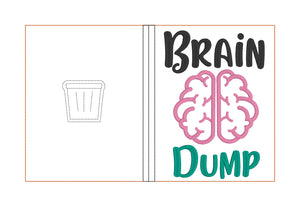 Brain Dump applique notebook cover (2 sizes available) machine embroidery design DIGITAL DOWNLOAD