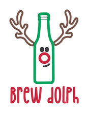 Load image into Gallery viewer, Brew Dolph Applique machine embroidery design (4 sizes included) DIGITAL DOWNLOAD